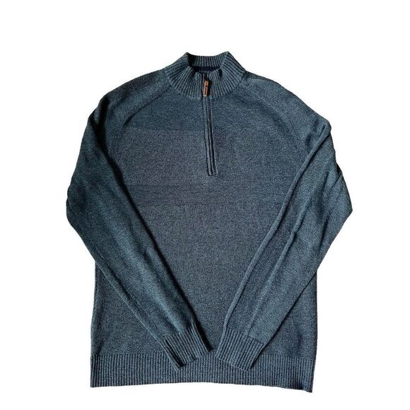 Smartwool Mens Merino Wool Blend 1/4 Zip Sweater Pullover Shirt L Blue - Picture 1 of 9